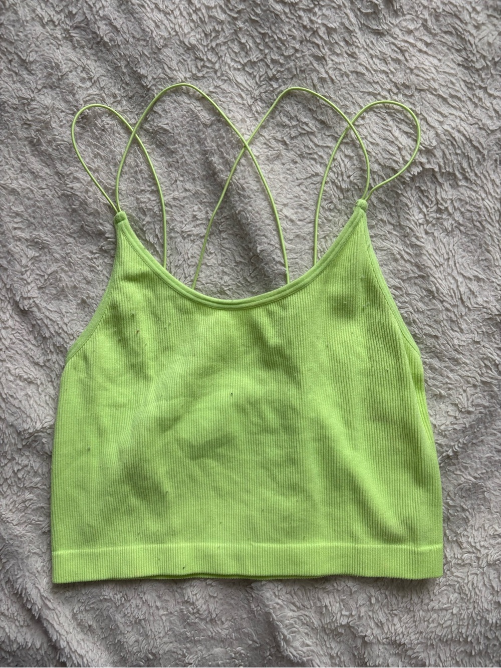 Neon Lime Strappy Ribbed Crop Top